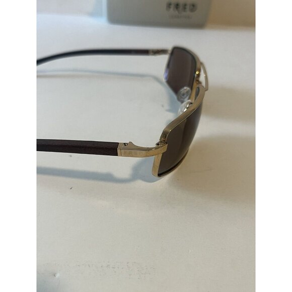 Used FRED LUNETTES Sunglasses Ellesmere C2 206 63-16 140 Gold Frame Brown Lense - Picture 5 of 7
